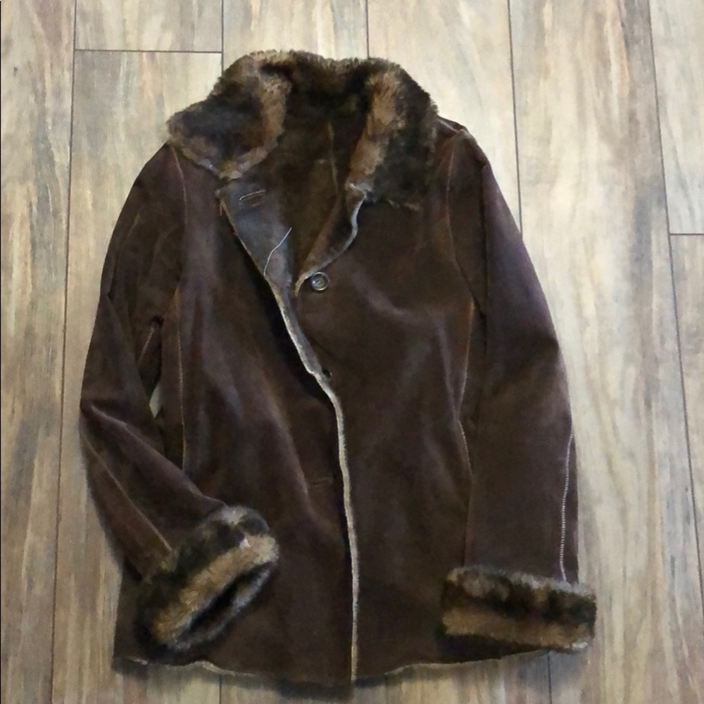 Beautiful Suede Coat with Faux Fur